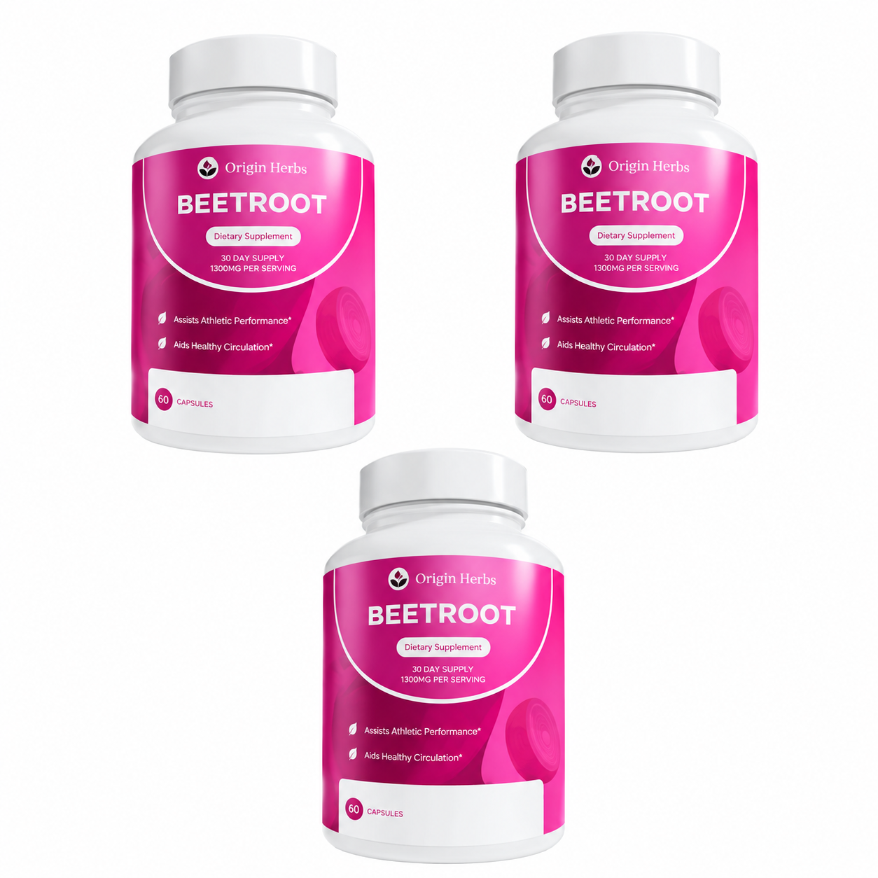 Organic Beetroot Capsules (1300mg) for Blood Flow & Heart Health